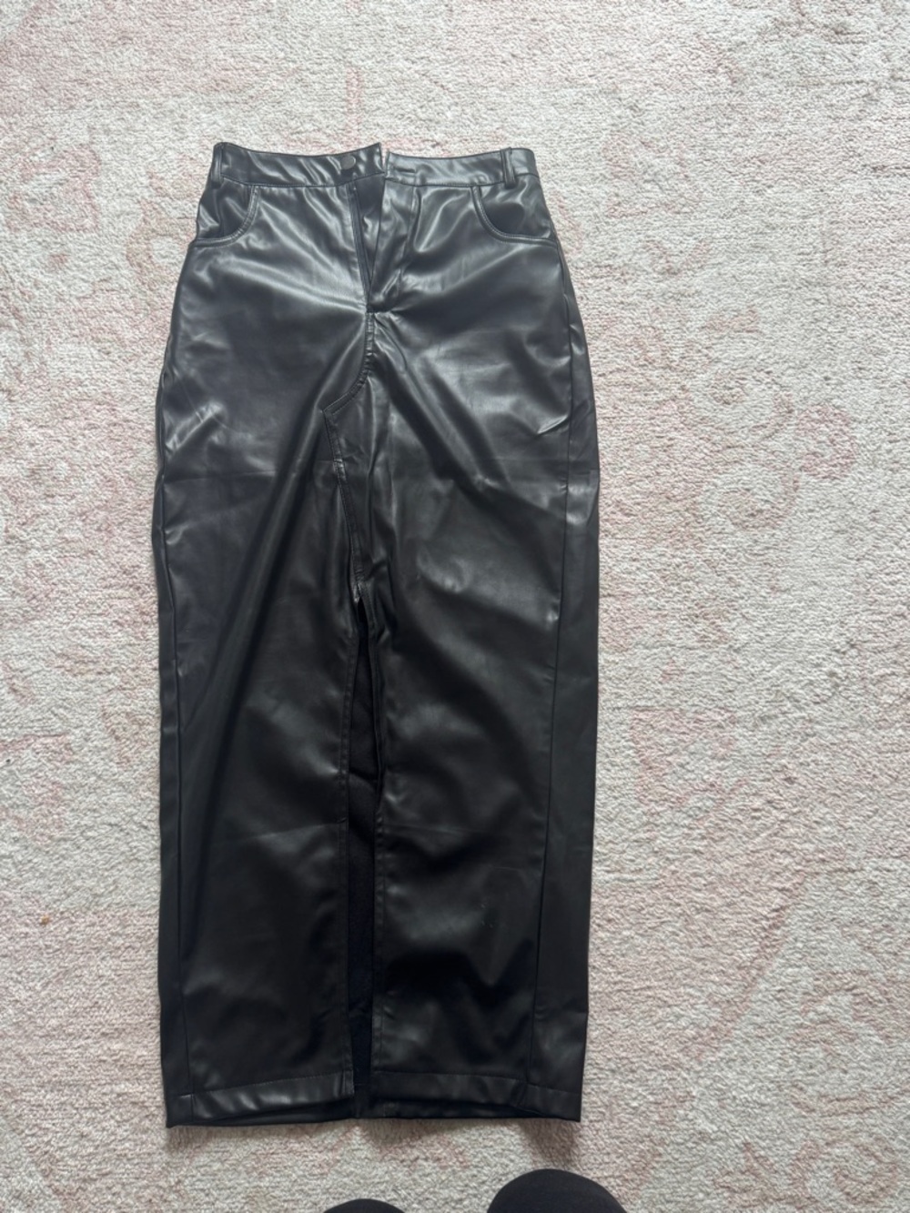 Black Faux Leather Straight Skirt - Women